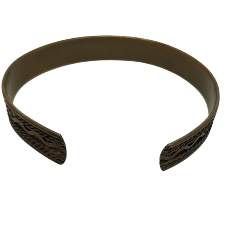 VINTAGE SERENTINE WAVE & ROPE DESIGN COPPER CUFF BRACELET